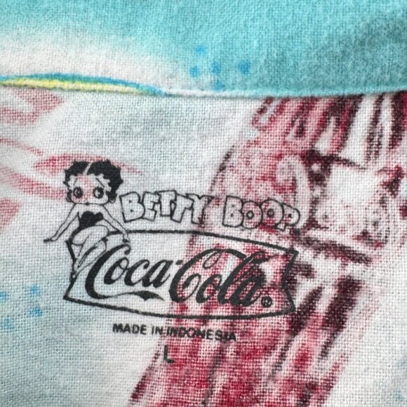 Betty Boop Coca-Cola Pajama Set 2-Piece Button-Up Lounge Wear Size Large - Picture 5 of 10